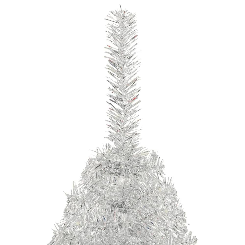 vidaXL Artificial Half Christmas Tree with Stand Silver 47.2" PVC. Picture 5