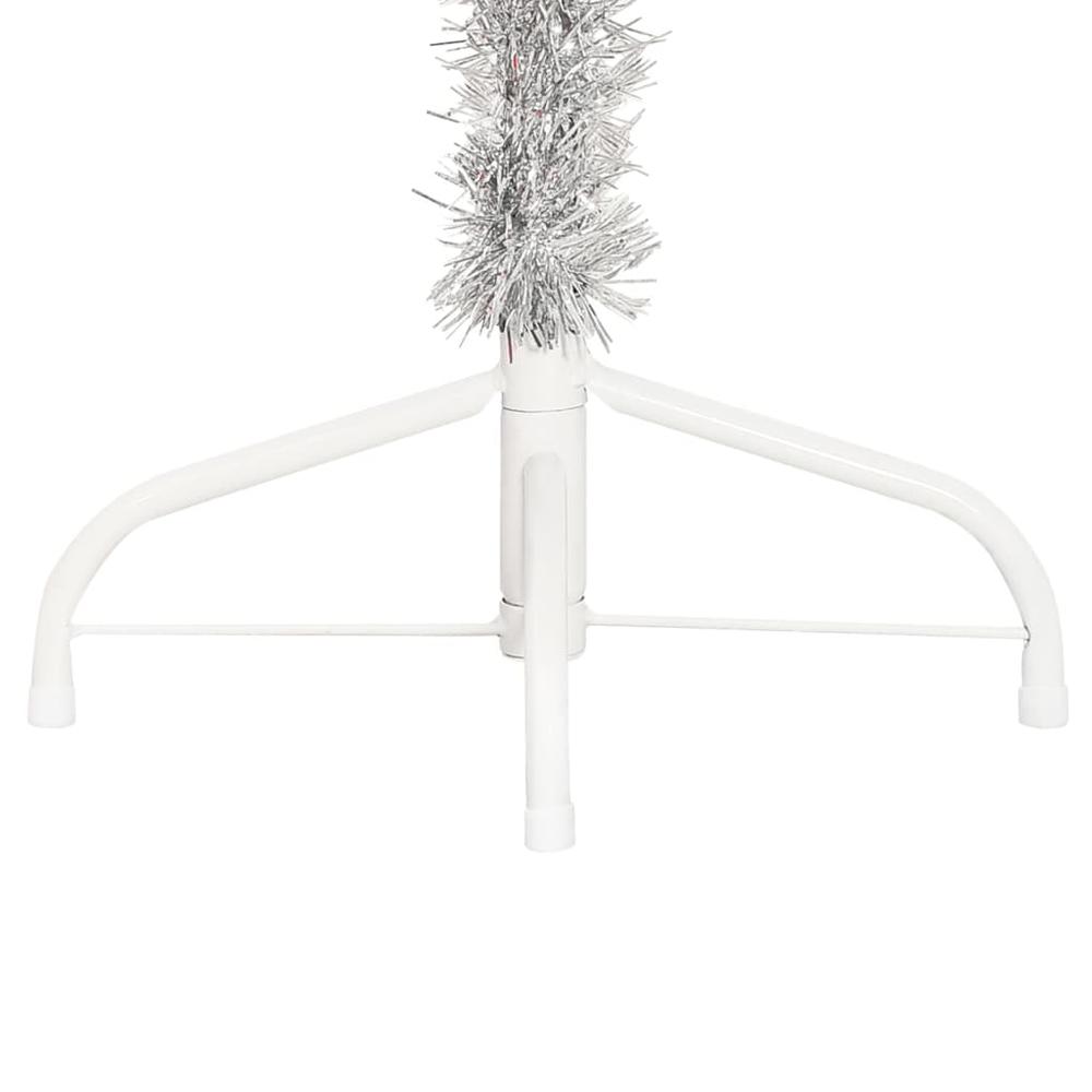 vidaXL Artificial Half Christmas Tree with Stand Silver 47.2" PVC. Picture 7