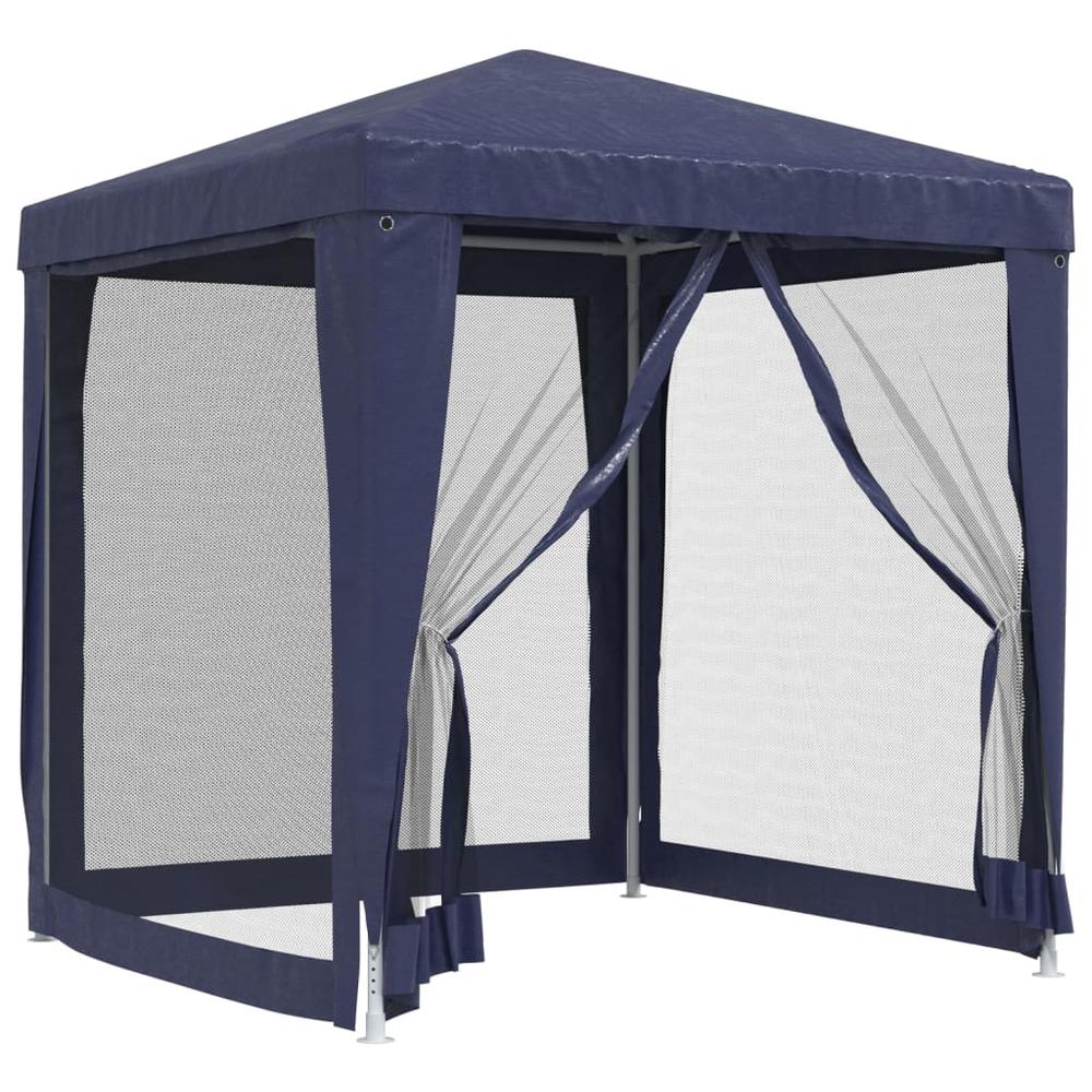 Party Tent with 4 Mesh Sidewalls Blue 6.6'x6.6' HDPE. Picture 1