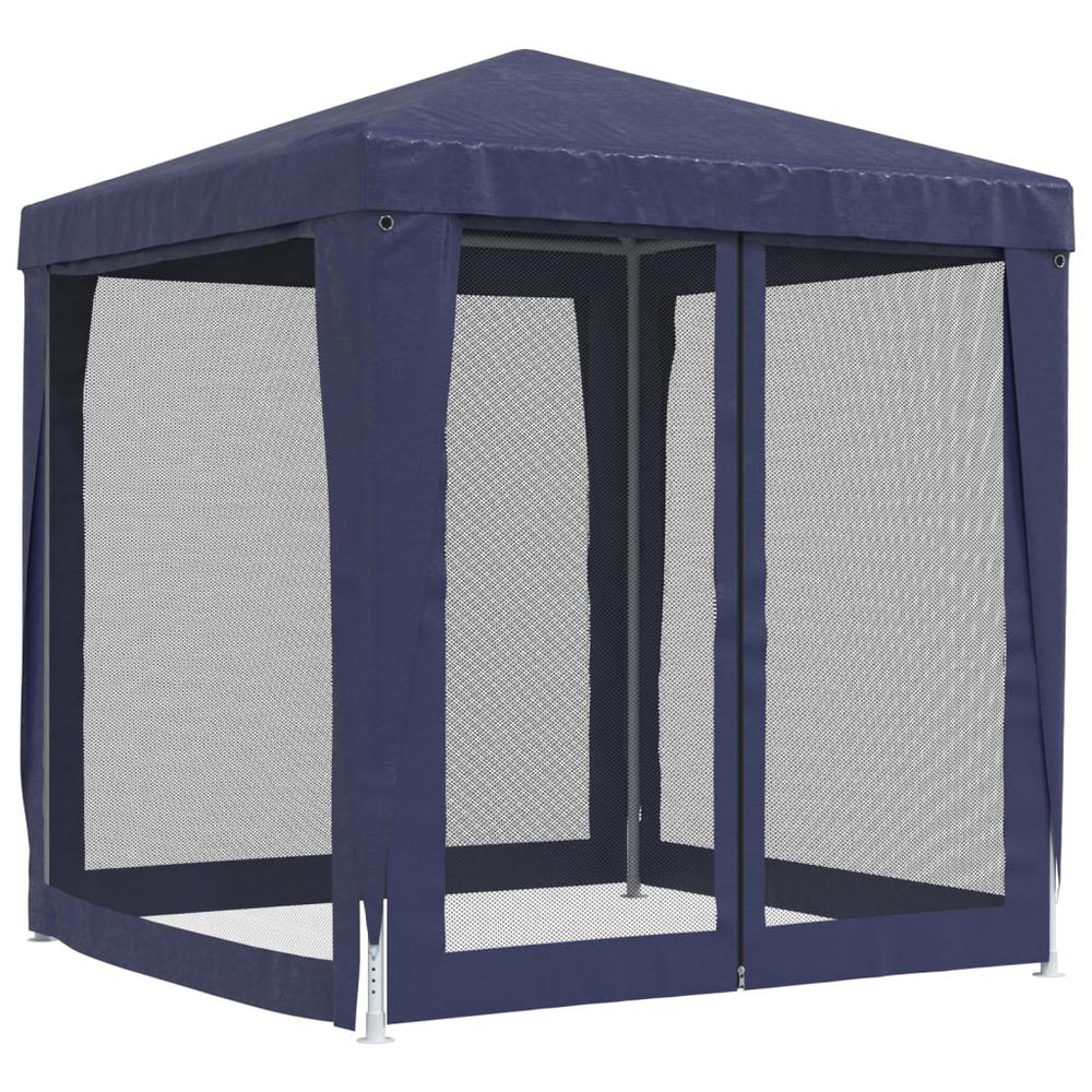 Party Tent with 4 Mesh Sidewalls Blue 6.6'x6.6' HDPE. Picture 4