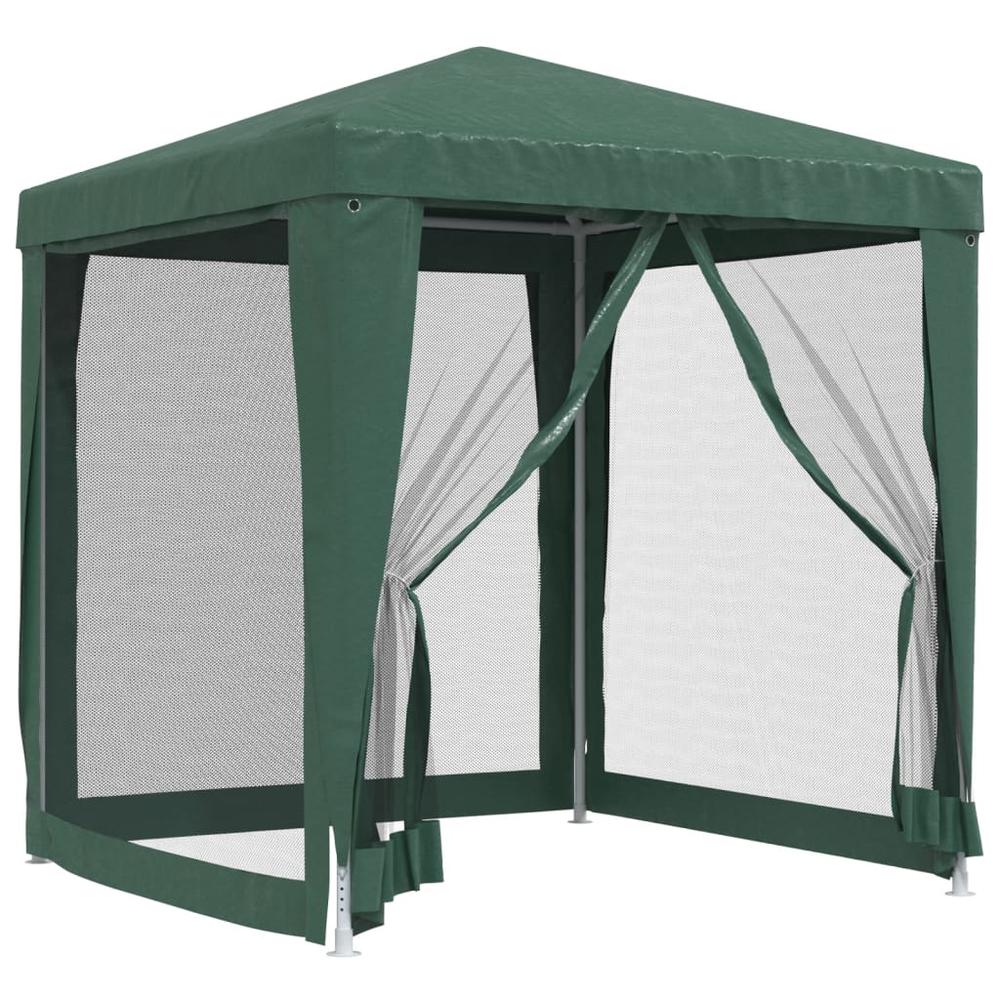 Party Tent with 4 Mesh Sidewalls Green 6.6'x6.6' HDPE. Picture 1