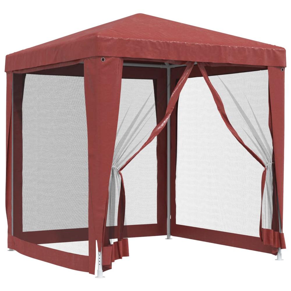 Party Tent with 4 Mesh Sidewalls Red 6.6'x6.6' HDPE. Picture 1