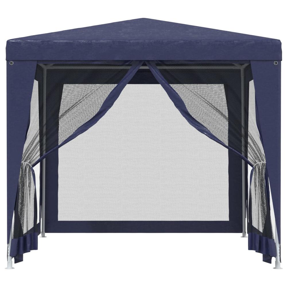 Party Tent with 4 Mesh Sidewalls Blue 8.2'x8.2' HDPE. Picture 2