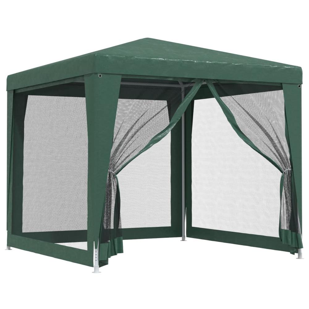 Party Tent with 4 Mesh Sidewalls Green 8.2'x8.2' HDPE. Picture 1