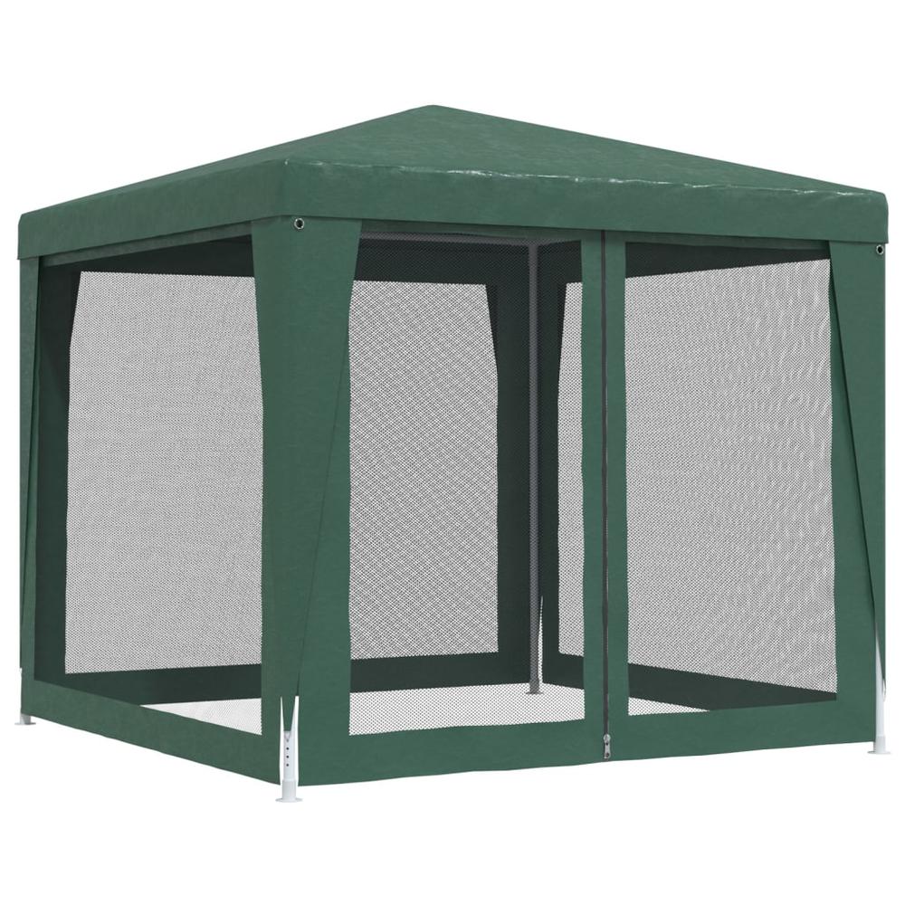 Party Tent with 4 Mesh Sidewalls Green 8.2'x8.2' HDPE. Picture 4