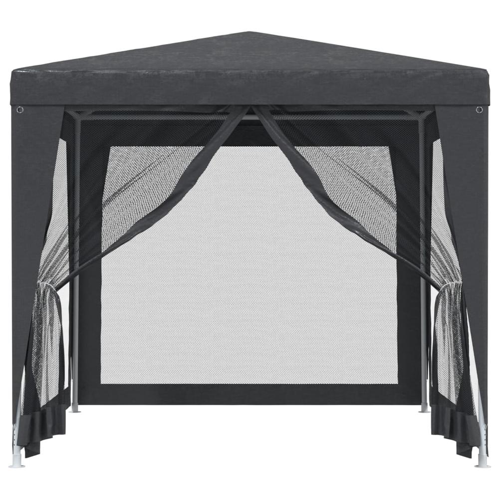 Party Tent with 4 Mesh Sidewalls Anthracite 8.2'x8.2' HDPE. Picture 2
