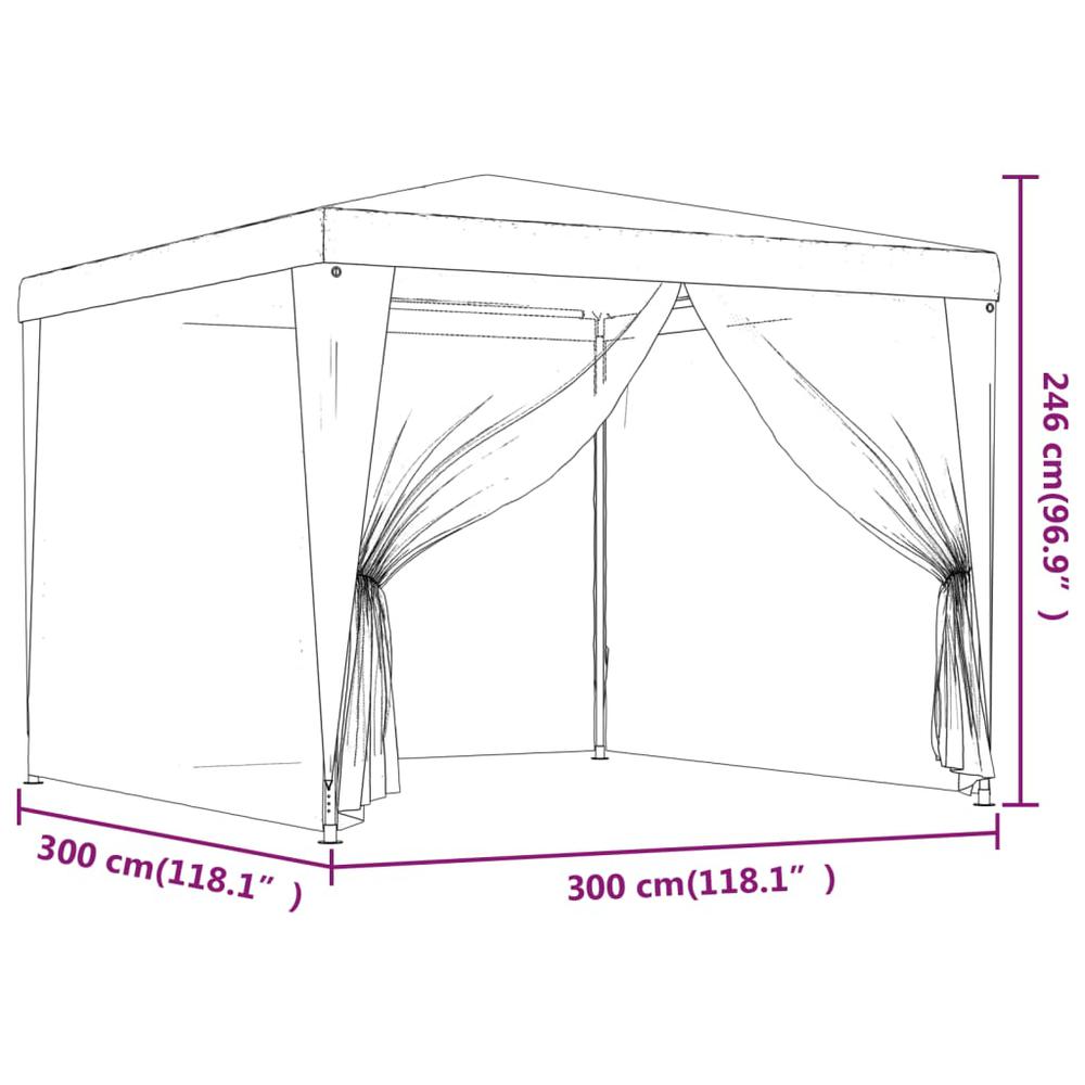 Party Tent with 4 Mesh Sidewalls Blue 9.8'x9.8' HDPE. Picture 6