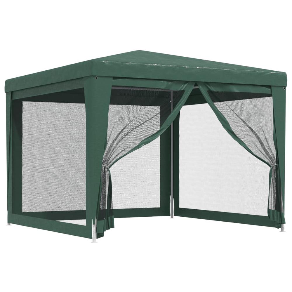 Party Tent with 4 Mesh Sidewalls Green 9.8'x9.8' HDPE. Picture 1