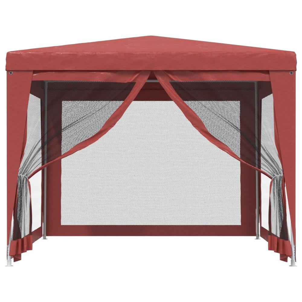 Party Tent with 4 Mesh Sidewalls Red 9.8'x9.8' HDPE. Picture 2