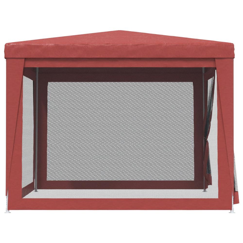 Party Tent with 4 Mesh Sidewalls Red 9.8'x9.8' HDPE. Picture 3