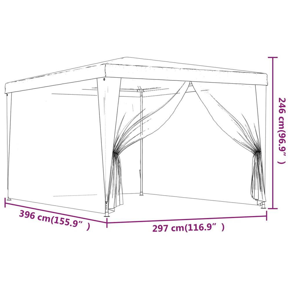 Party Tent with 4 Mesh Sidewalls Anthracite 9.8'x13.1' HDPE. Picture 6
