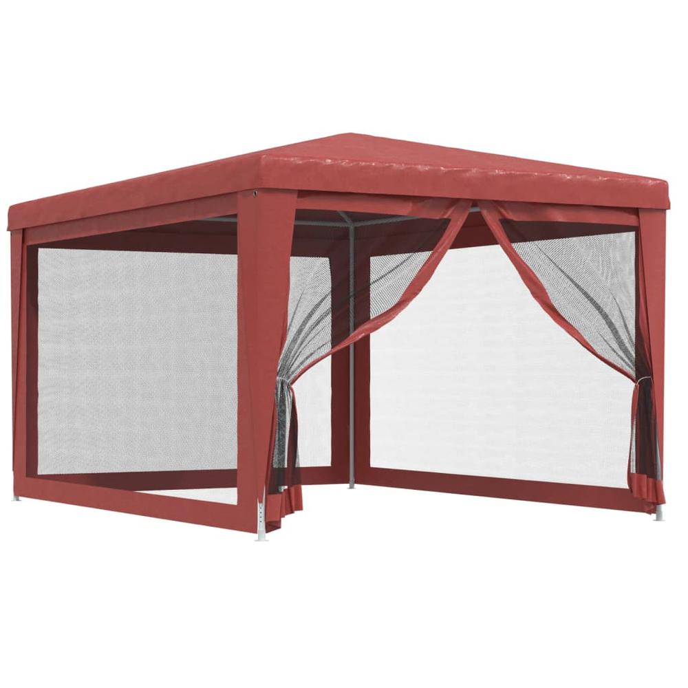 Party Tent with 4 Mesh Sidewalls Red 9.8'x13.1' HDPE. Picture 1