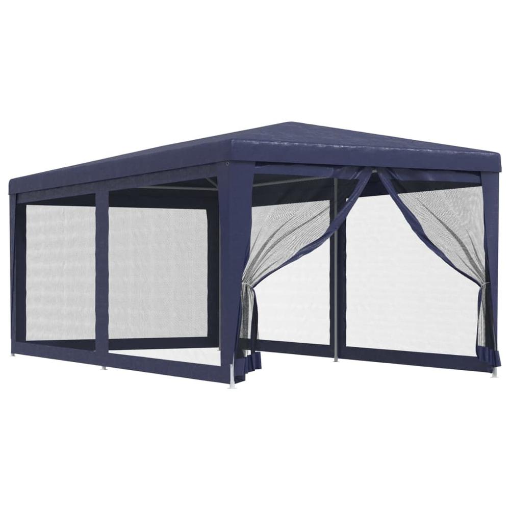 Party Tent with 6 Mesh Sidewalls Blue 9.8'x19.7' HDPE. Picture 1