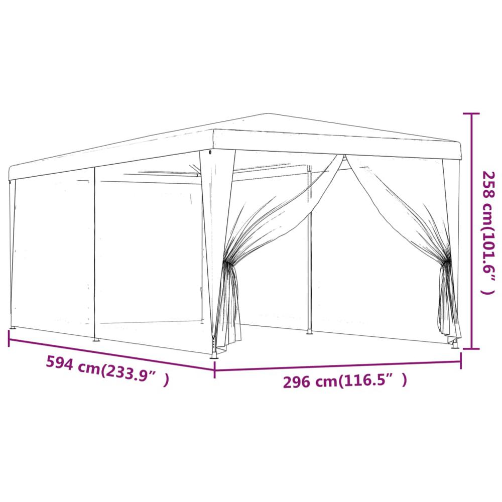 Party Tent with 6 Mesh Sidewalls Blue 9.8'x19.7' HDPE. Picture 6