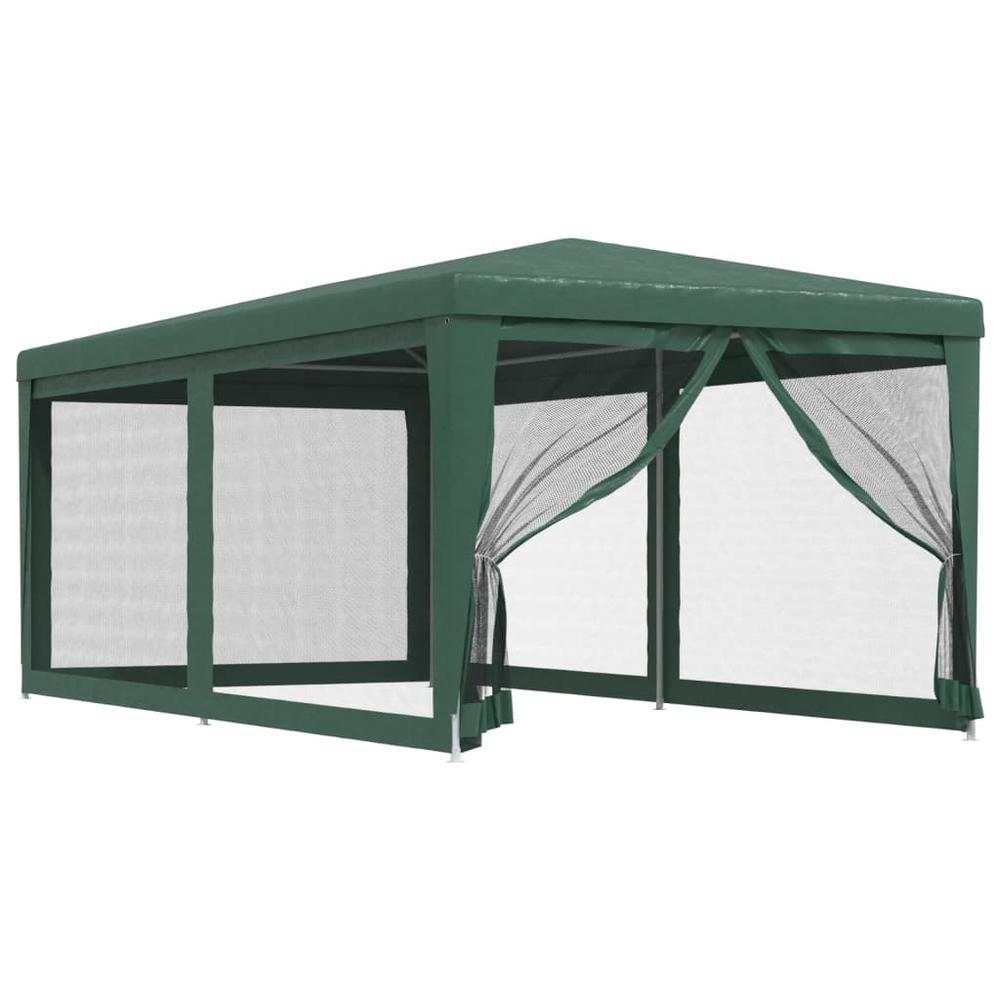 Party Tent with 6 Mesh Sidewalls Green 9.8'x19.7' HDPE. Picture 1