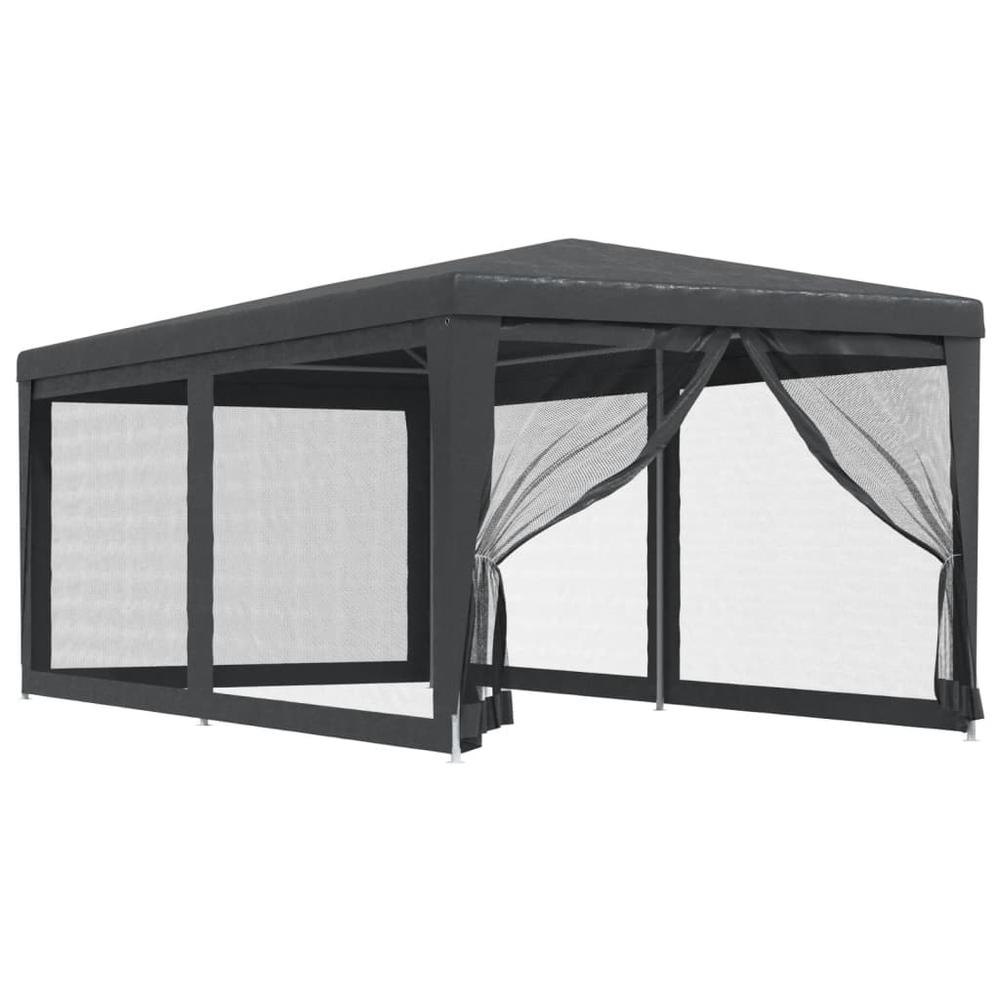 Party Tent with 6 Mesh Sidewalls Anthracite 9.8'x19.7' HDPE. Picture 1