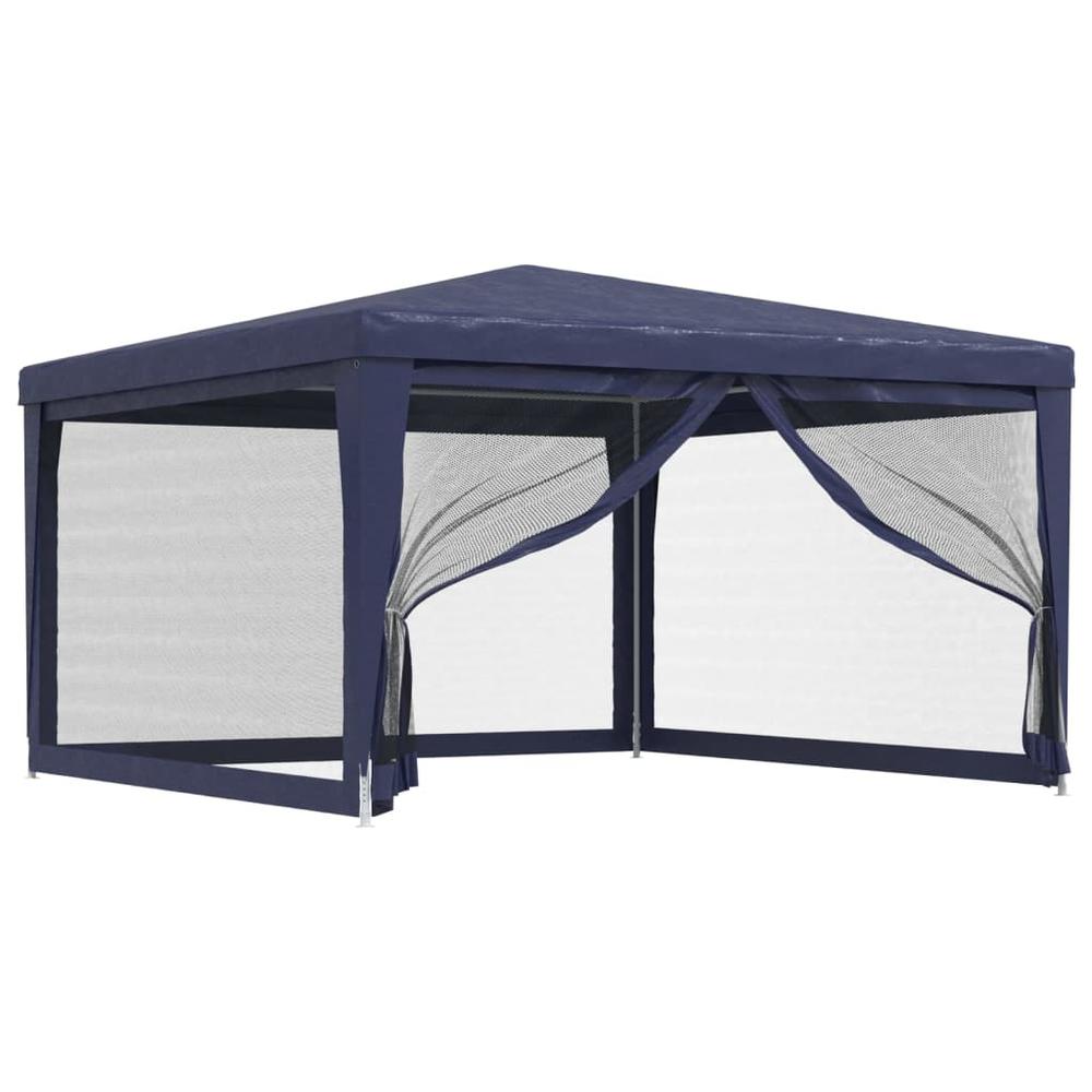 Party Tent with 4 Mesh Sidewalls Blue 13.1'x13.1' HDPE. Picture 1