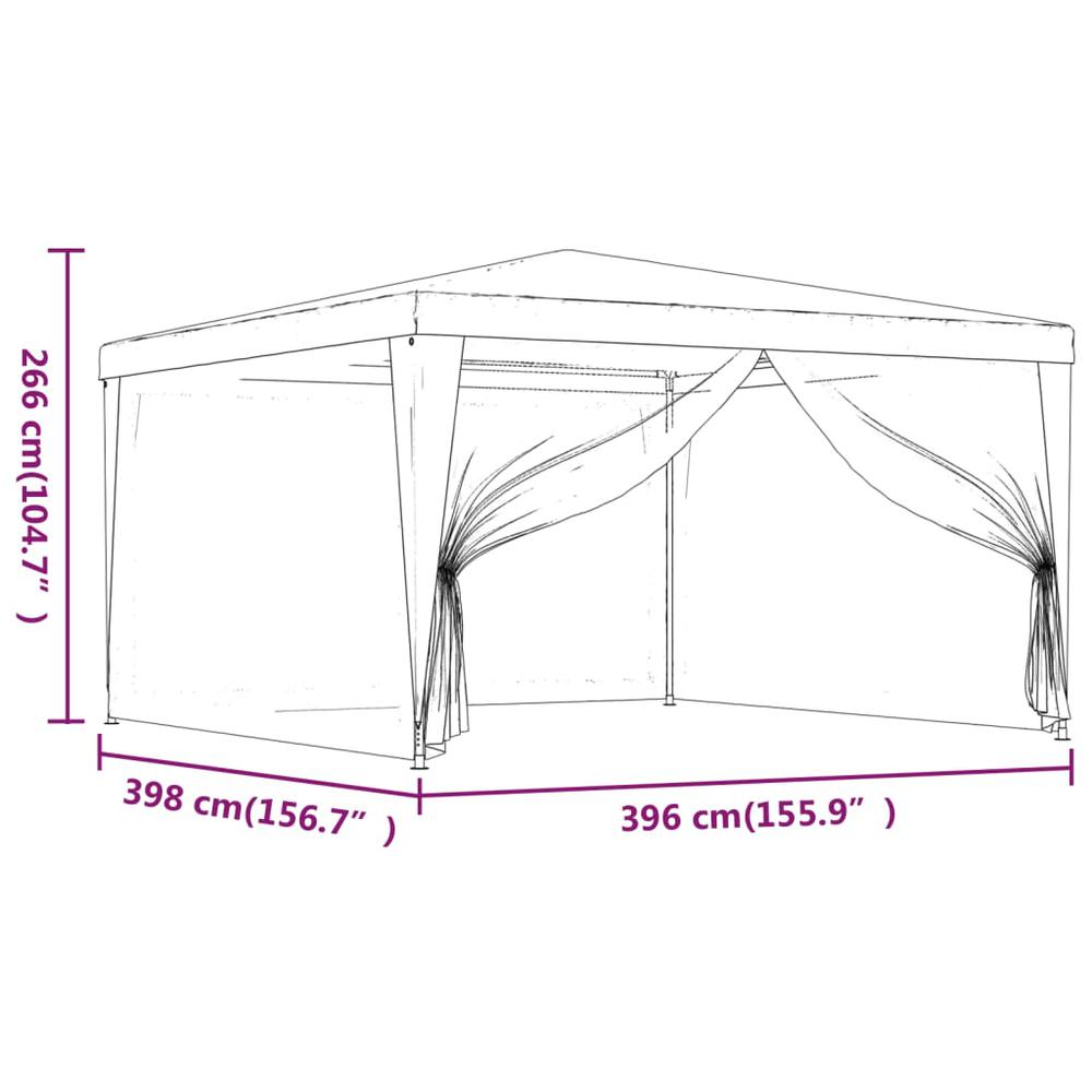 Party Tent with 4 Mesh Sidewalls Blue 13.1'x13.1' HDPE. Picture 6