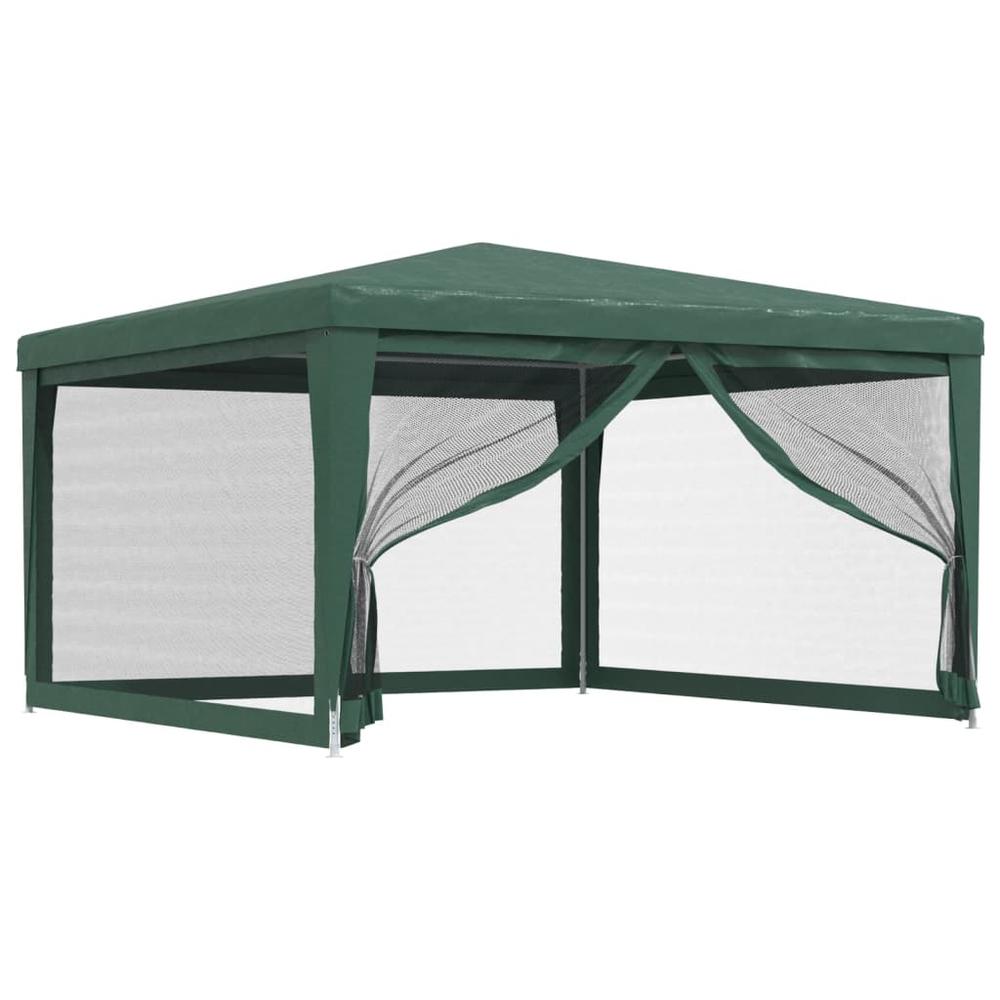 Party Tent with 4 Mesh Sidewalls Green 13.1'x13.1' HDPE. Picture 1