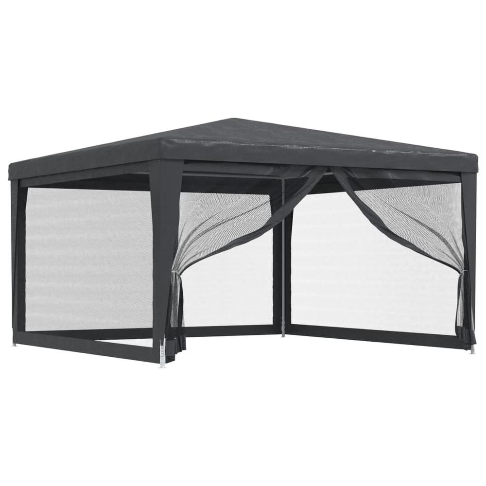 Party Tent with 4 Mesh Sidewalls Anthracite 13.1'x13.1' HDPE. Picture 1
