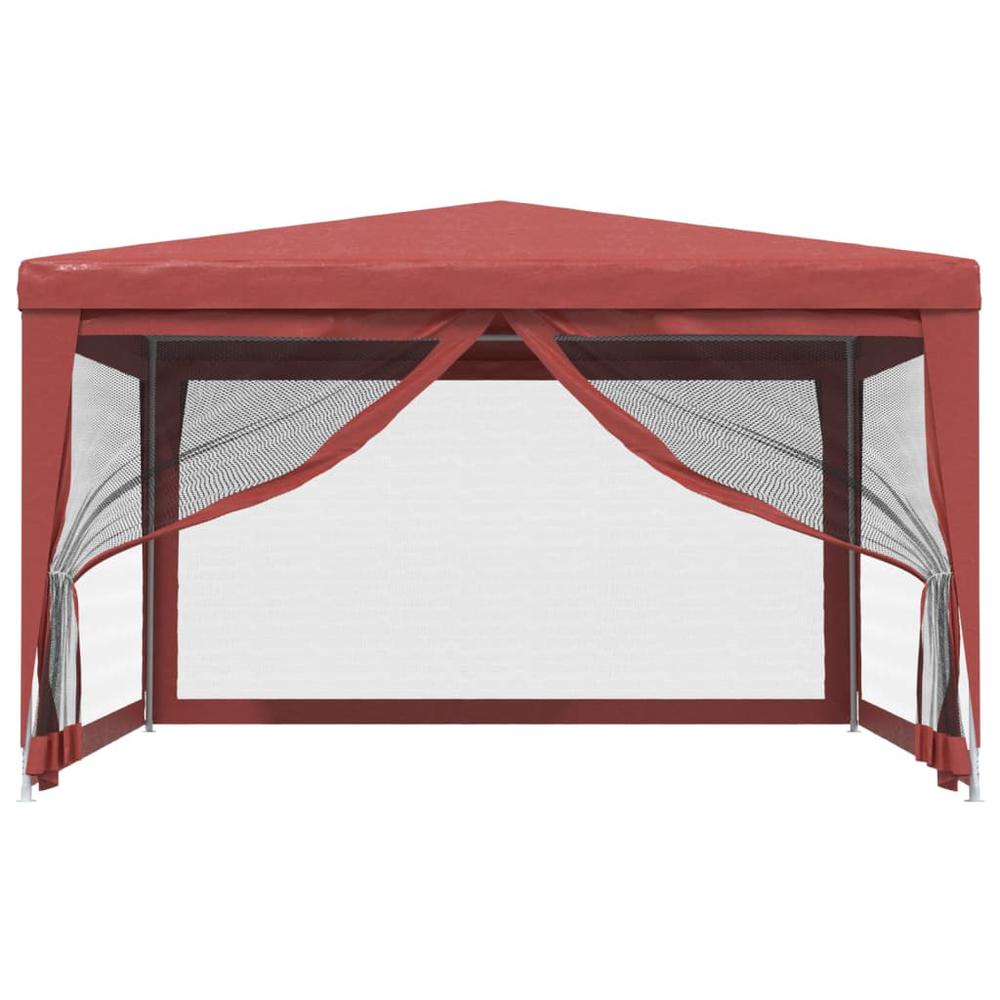 Party Tent with 4 Mesh Sidewalls Red 13.1'x13.1' HDPE. Picture 2