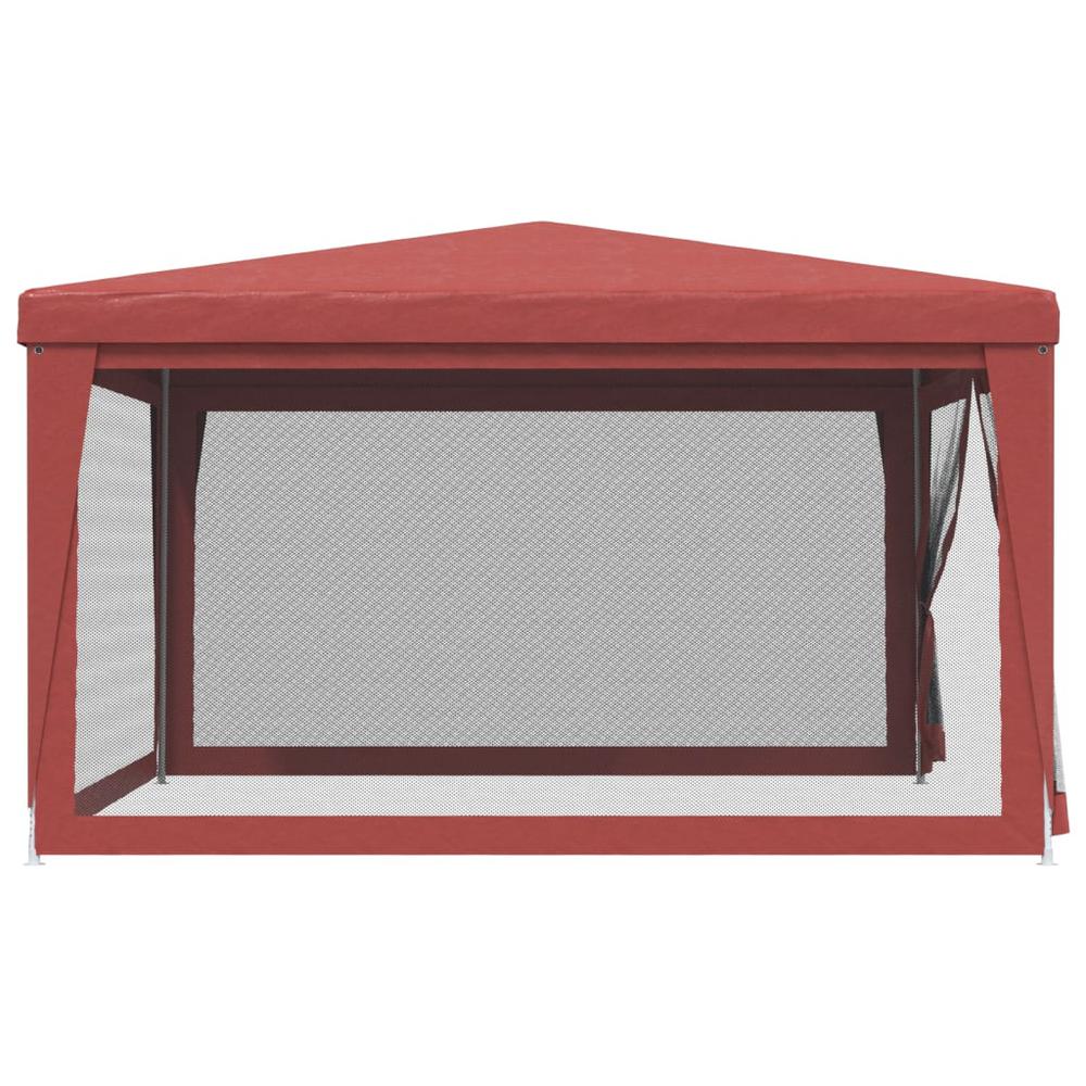 Party Tent with 4 Mesh Sidewalls Red 13.1'x13.1' HDPE. Picture 3