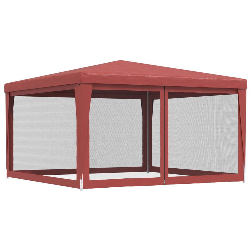 Party Tent with 4 Mesh Sidewalls Red 13.1'x13.1' HDPE. Picture 4
