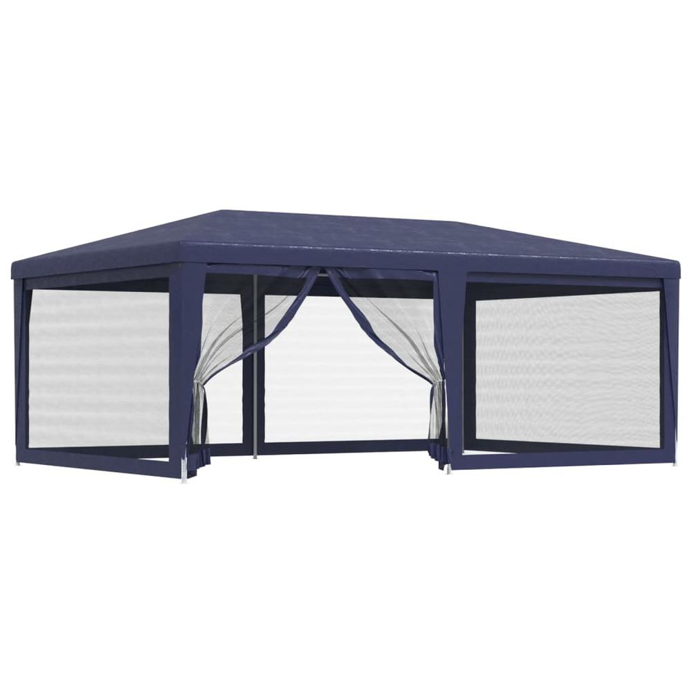 Party Tent with 6 Mesh Sidewalls Blue 19.7'x13.1' HDPE. Picture 1