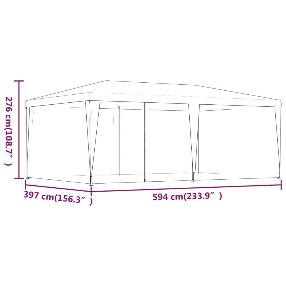 Party Tent with 6 Mesh Sidewalls Blue 19.7'x13.1' HDPE. Picture 6