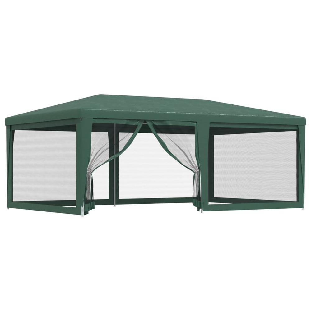 Party Tent with 6 Mesh Sidewalls Green 19.7'x13.1' HDPE. Picture 1