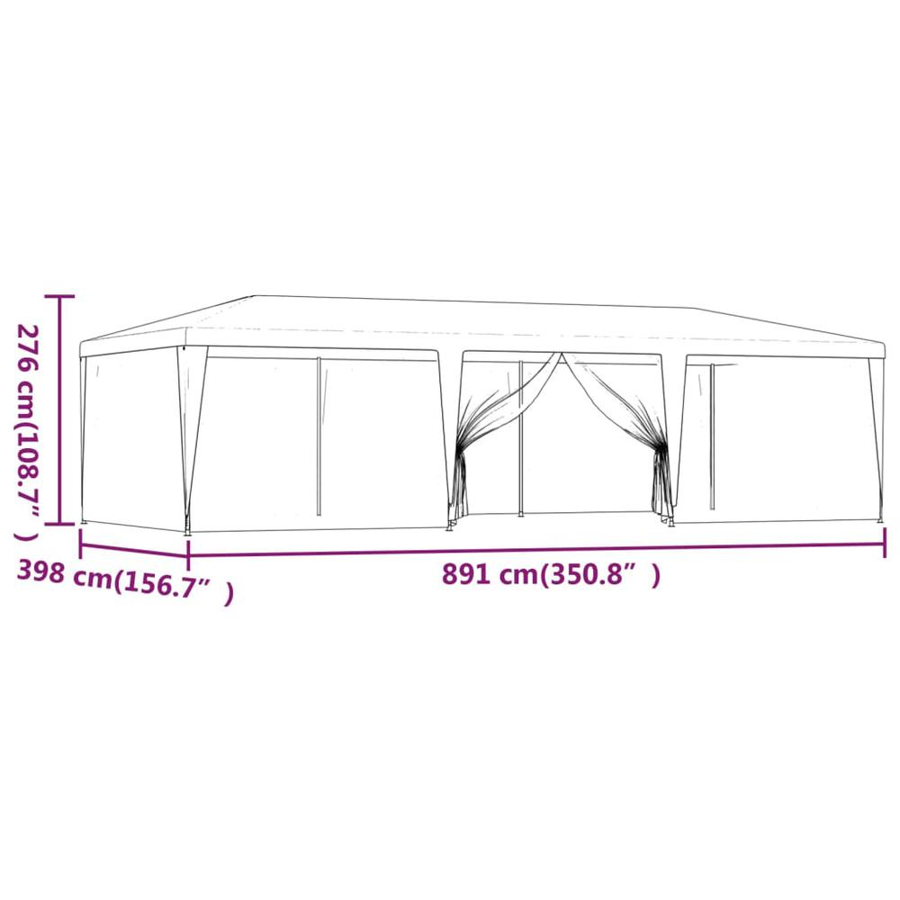 Party Tent with 8 Mesh Sidewalls Blue 29.5'x13.1' HDPE. Picture 6