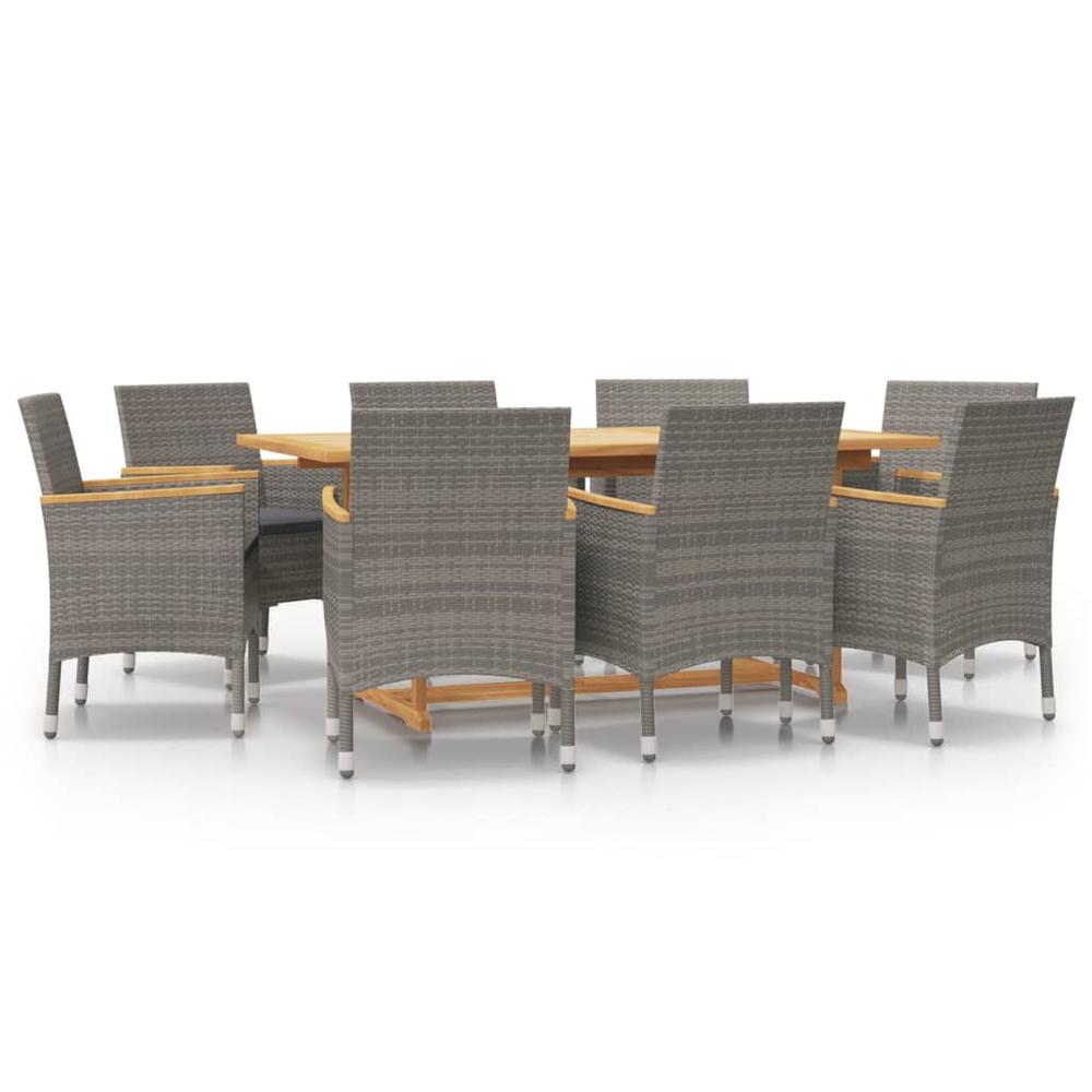 9 Piece Patio Dining Set with Cushions Gray. Picture 1