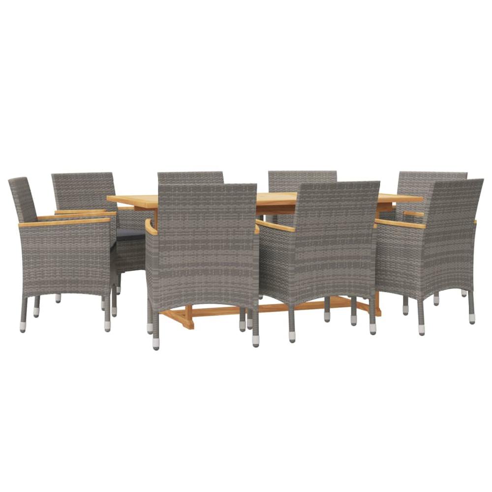 9 Piece Patio Dining Set with Cushions Gray. Picture 2