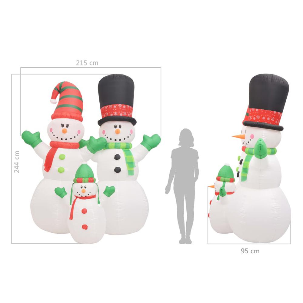 vidaXL Inflatable Snowman Family with LEDs 96.1". Picture 5