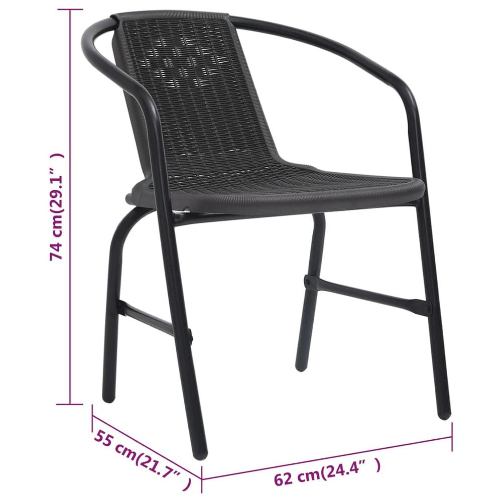 vidaXL Garden Chairs 6 pcs Plastic Rattan and Steel 242.5 lb. Picture 8