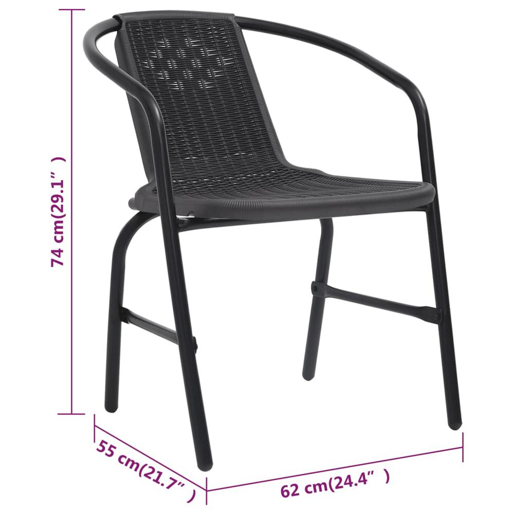 vidaXL Garden Chairs 8 pcs Plastic Rattan and Steel 242.5 lb. Picture 8