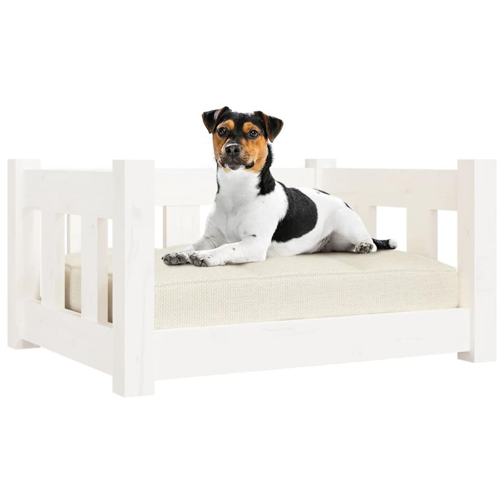 Dog Bed White 21.9"x17.9"x11" Solid Wood Pine. Picture 2