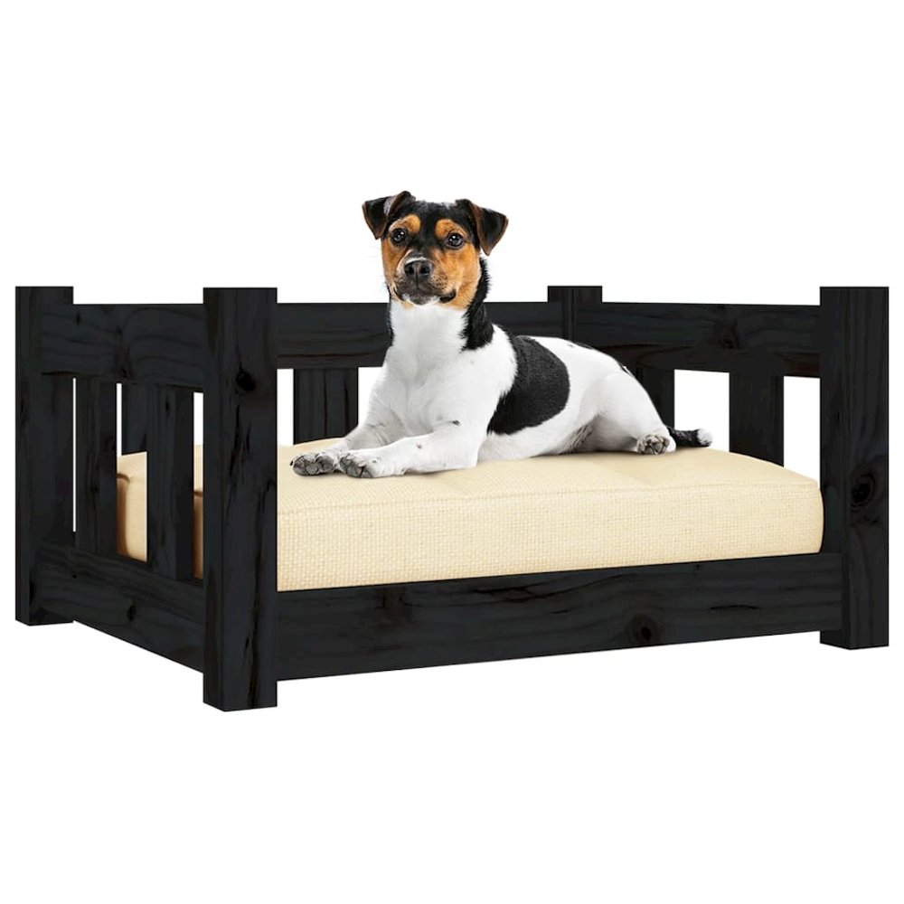 Dog Bed Black 21.9"x17.9"x11" Solid Wood Pine. Picture 3