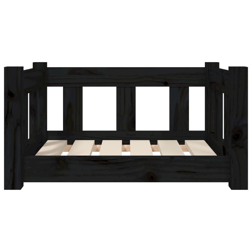 Dog Bed Black 21.9"x17.9"x11" Solid Wood Pine. Picture 4