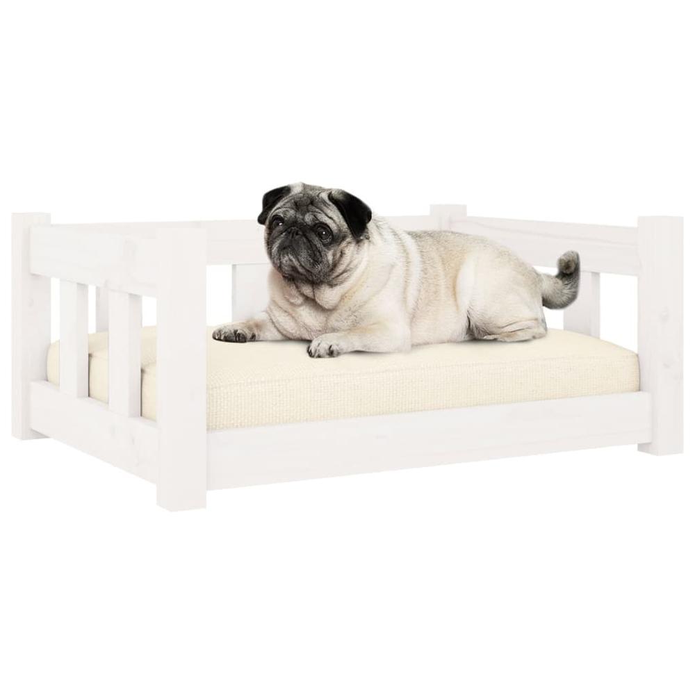 Dog Bed White 25.8"x19.9"x11" Solid Wood Pine. Picture 2