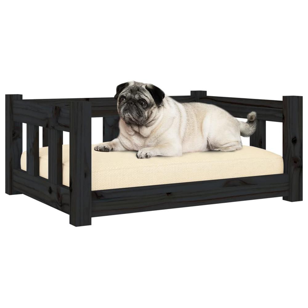 Dog Bed Black 25.8"x19.9"x11" Solid Wood Pine. Picture 2