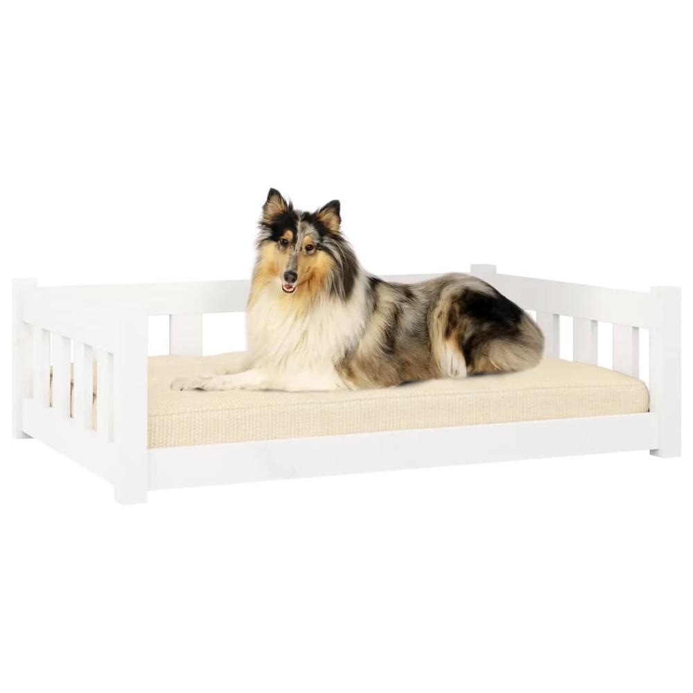 Dog Bed White 37.6"x25.8"x11" Solid Wood Pine. Picture 2