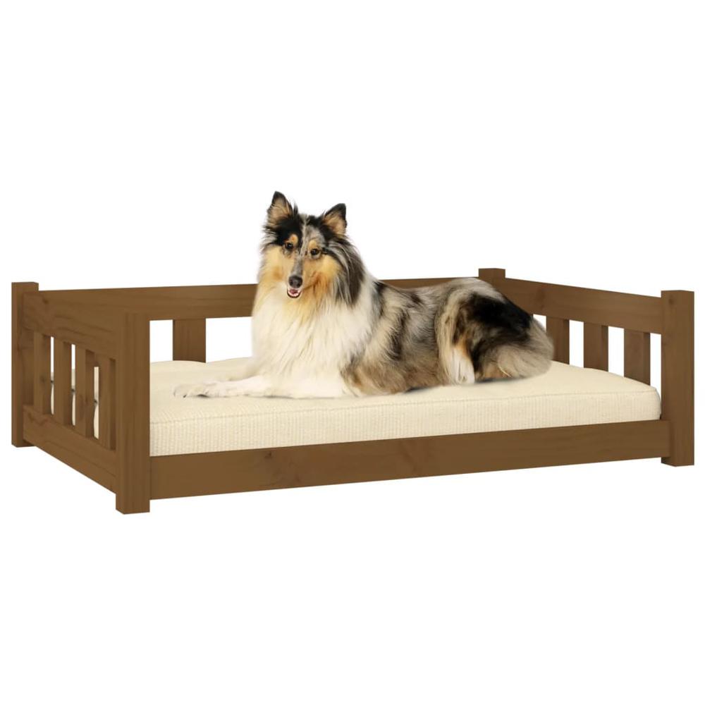 Dog Bed Honey Brown 37.6"x25.8"x11" Solid Wood Pine. Picture 2