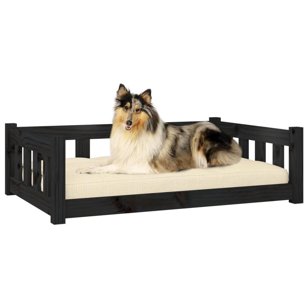 Dog Bed Black 37.6"x25.8"x11" Solid Wood Pine. Picture 2