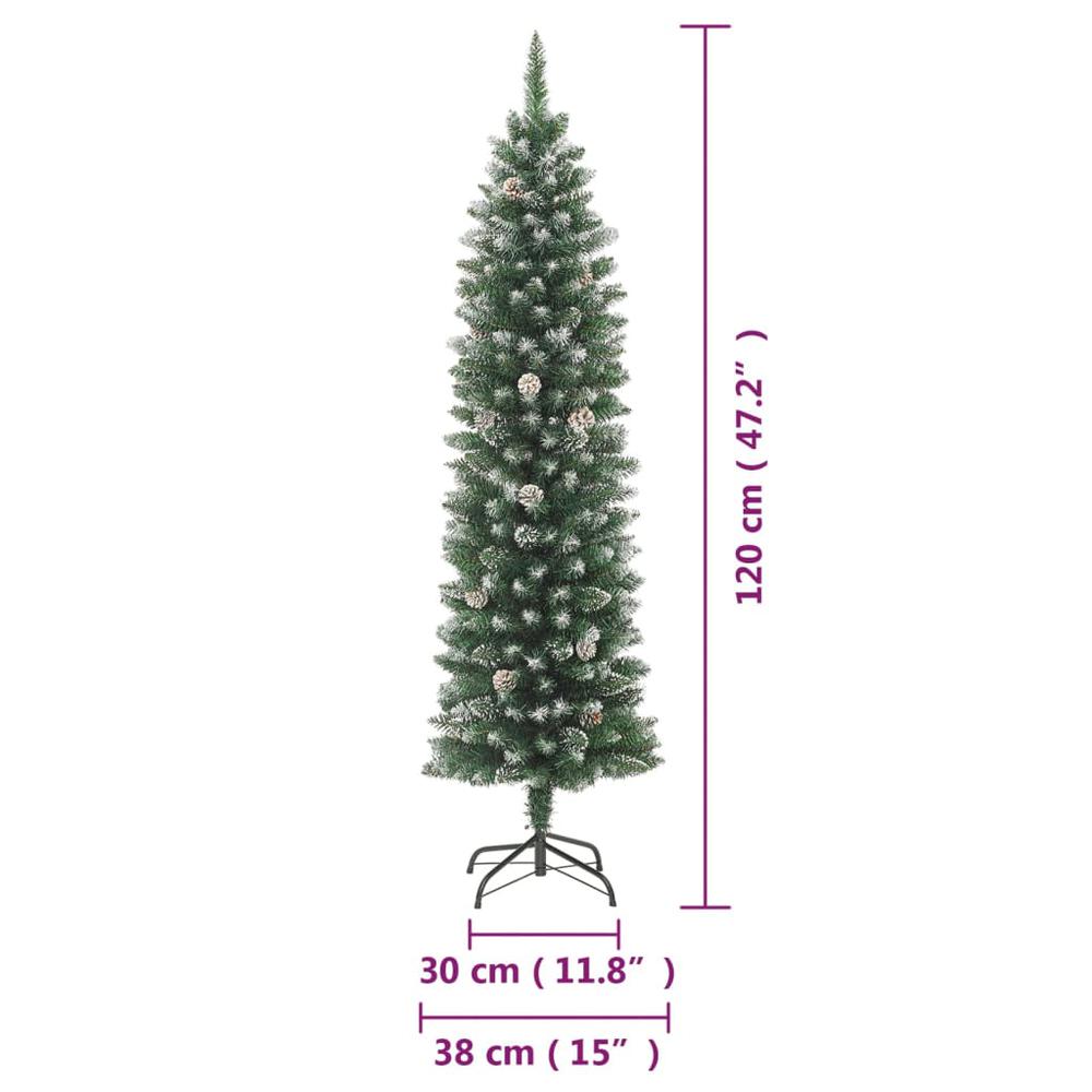 vidaXL Artificial Slim Christmas Tree with Stand 47.2" PVC. Picture 7