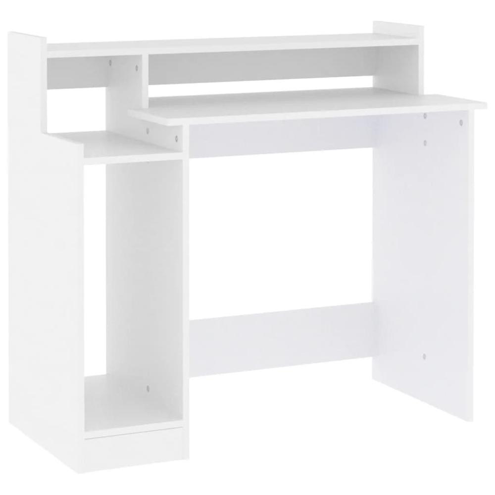 Desk with LED Lights White 38.2"x17.7"x35.4" Engineered Wood. Picture 2