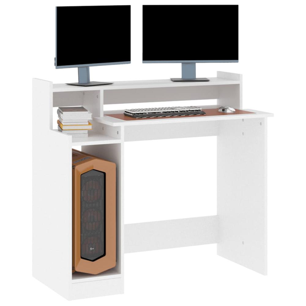 Desk with LED Lights White 38.2"x17.7"x35.4" Engineered Wood. Picture 6