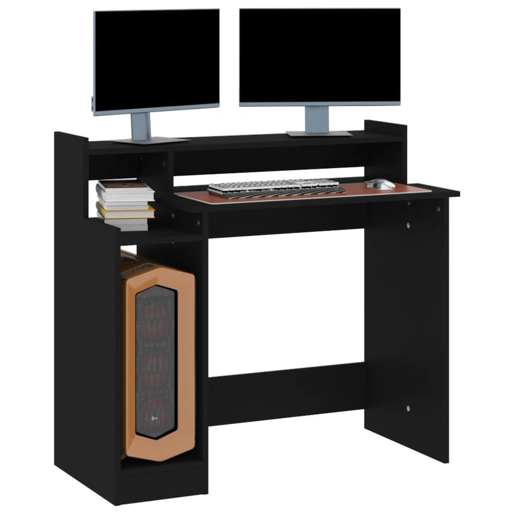 Desk with LED Lights Black 38.2"x17.7"x35.4" Engineered Wood. Picture 6