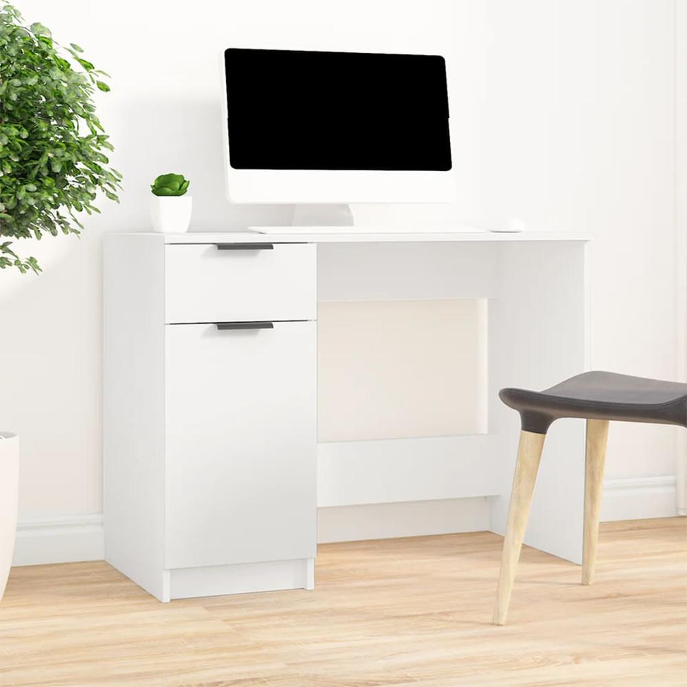 Desk White 39.4"x19.7"x29.5" Engineered Wood. Picture 2