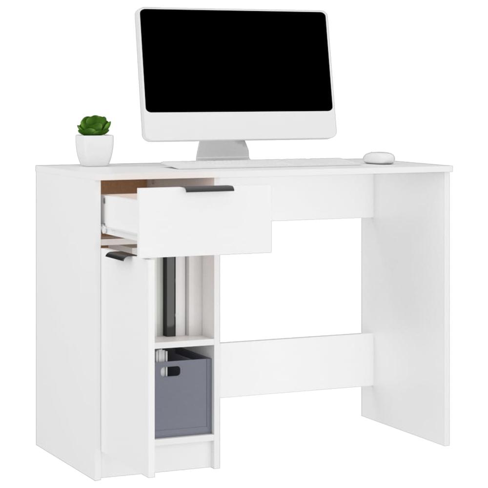 Desk White 39.4"x19.7"x29.5" Engineered Wood. Picture 4